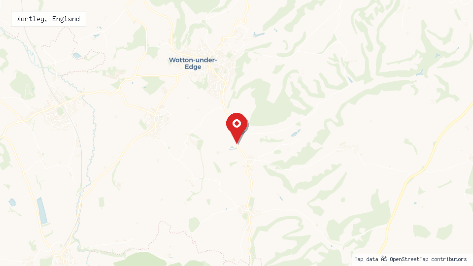 Street map of Wortley, England with location pin