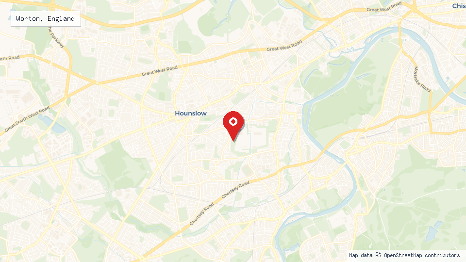 Street map of Worton, England with location pin