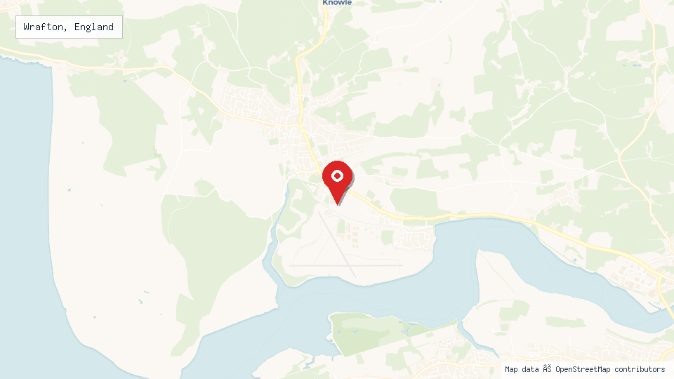 Street map of Wrafton, England with location pin