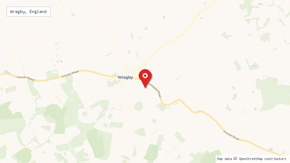 Street map of Wragby, England with location pin