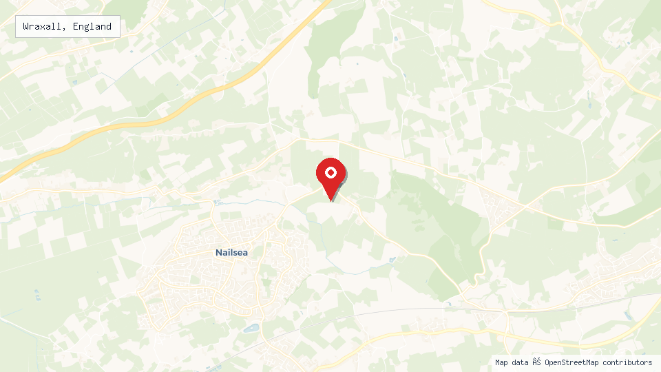 Street map of Wraxall, England with location pin