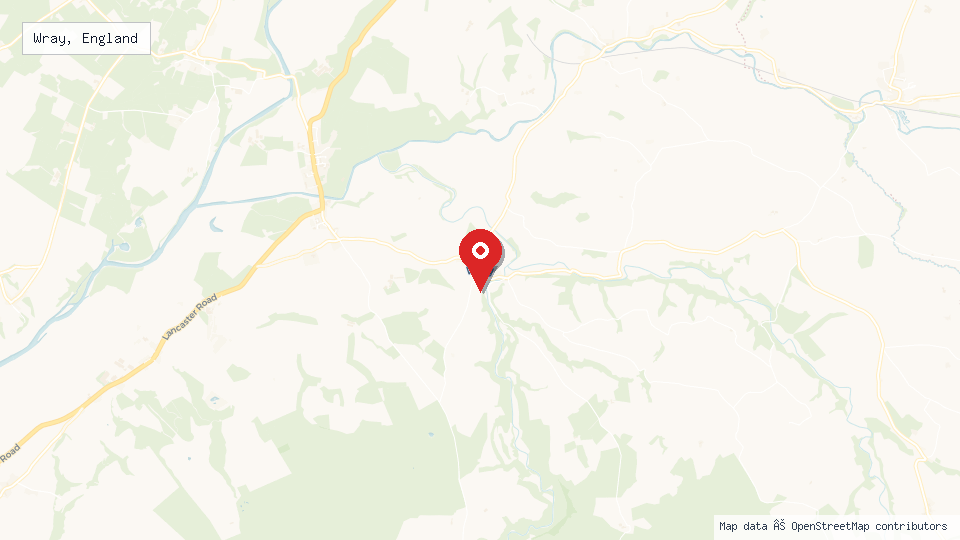 Street map of Wray, England with location pin