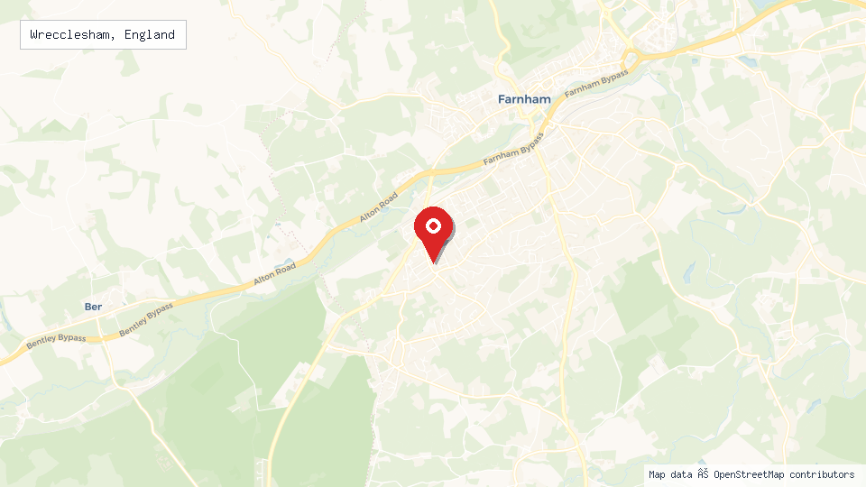 Street map of Wrecclesham, England with location pin