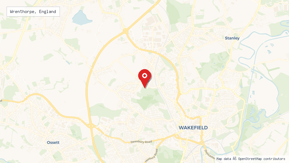 Street map of Wrenthorpe, England with location pin