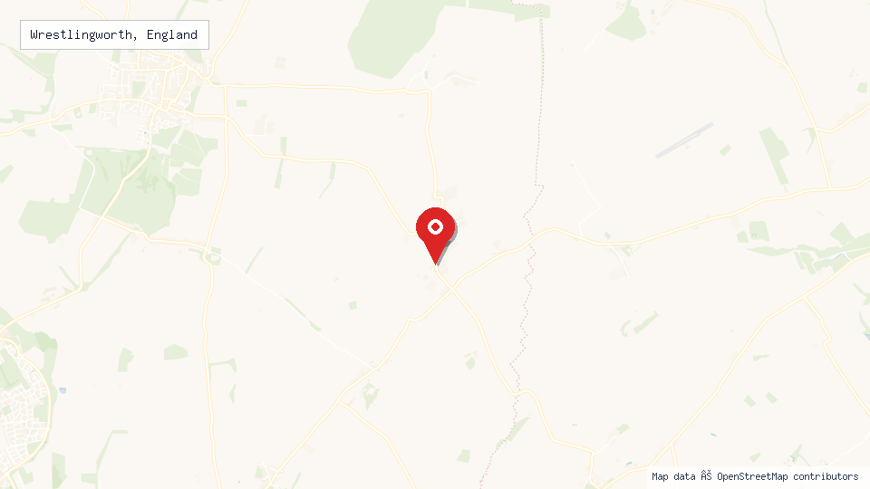 Street map of Wrestlingworth, England with location pin