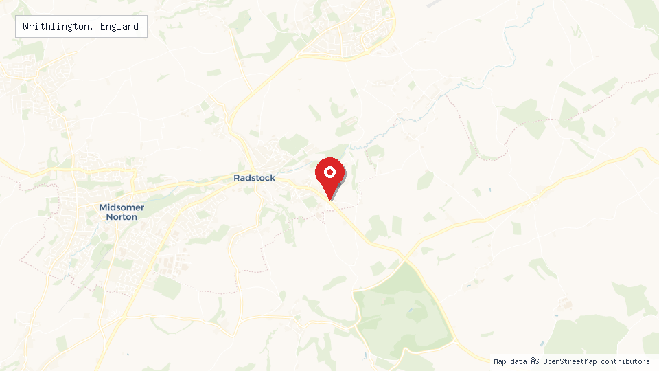Street map of Writhlington, England with location pin