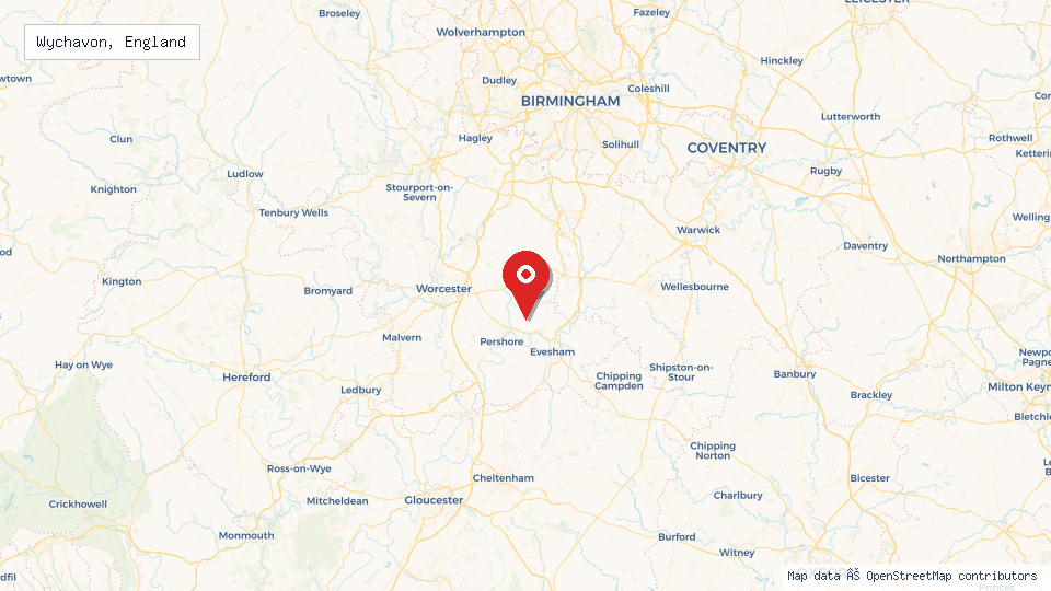 Street map of Wychavon, England with location pin