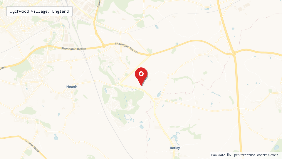 Street map of Wychwood Village, England with location pin