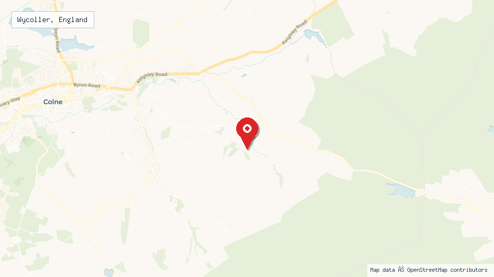 Street map of Wycoller, England with location pin