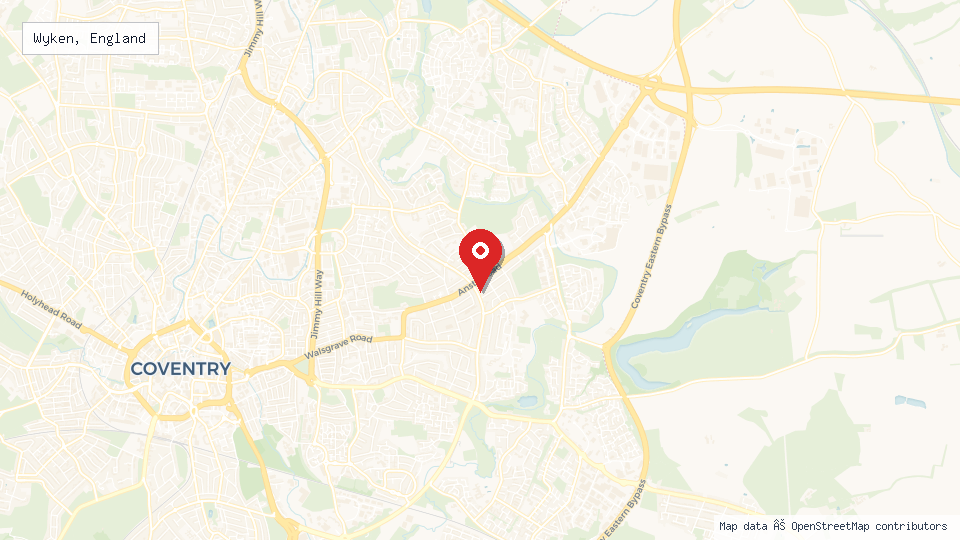 Street map of Wyken, England with location pin