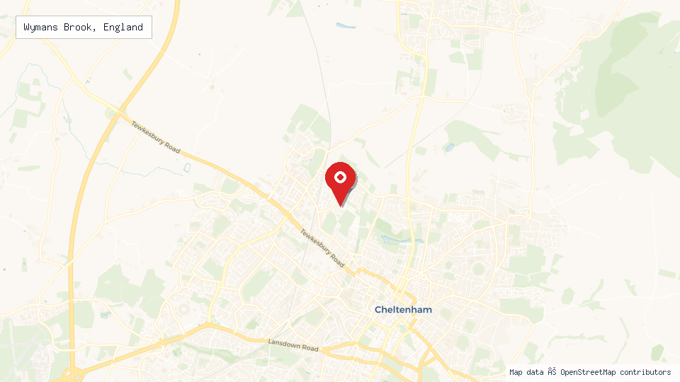 Street map of Wymans Brook, England with location pin
