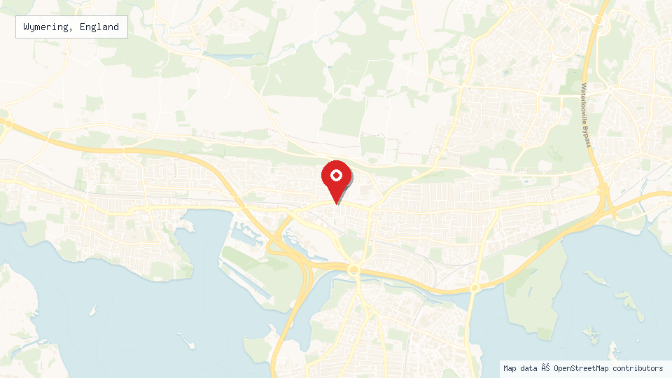 Street map of Wymering, England with location pin
