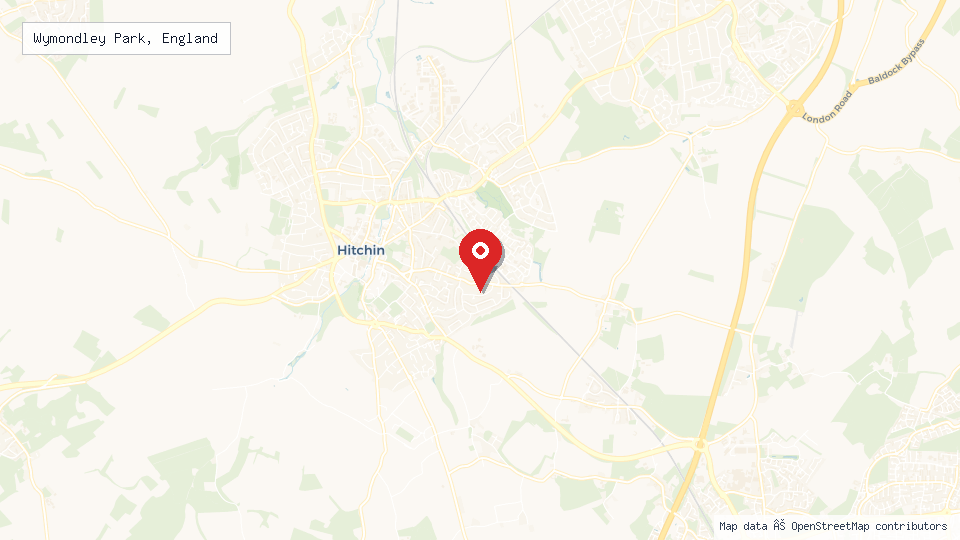 Street map of Wymondley Park, England with location pin