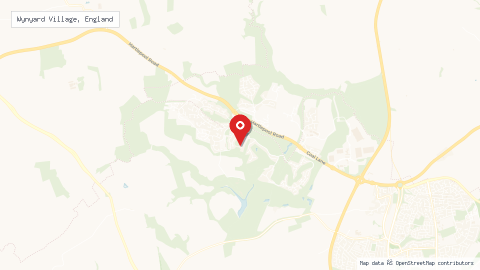 Street map of Wynyard Village, England with location pin