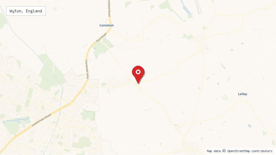 Street map of Wyton, England with location pin