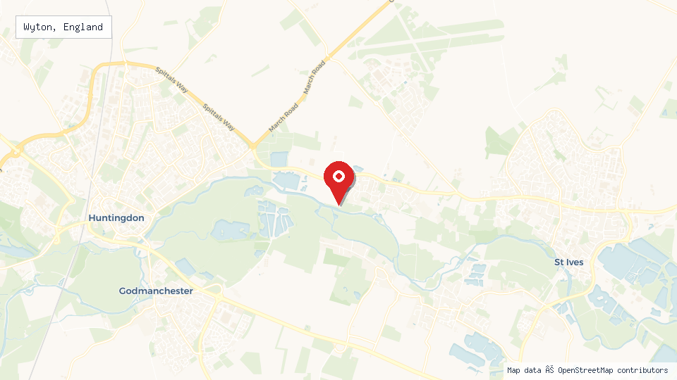 Street map of Wyton, England with location pin