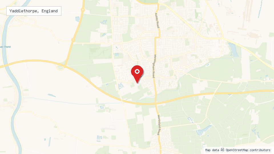 Street map of Yaddlethorpe, England with location pin