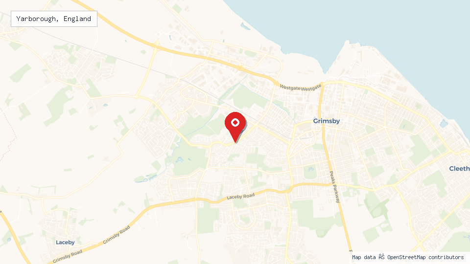 Street map of Yarborough, England with location pin