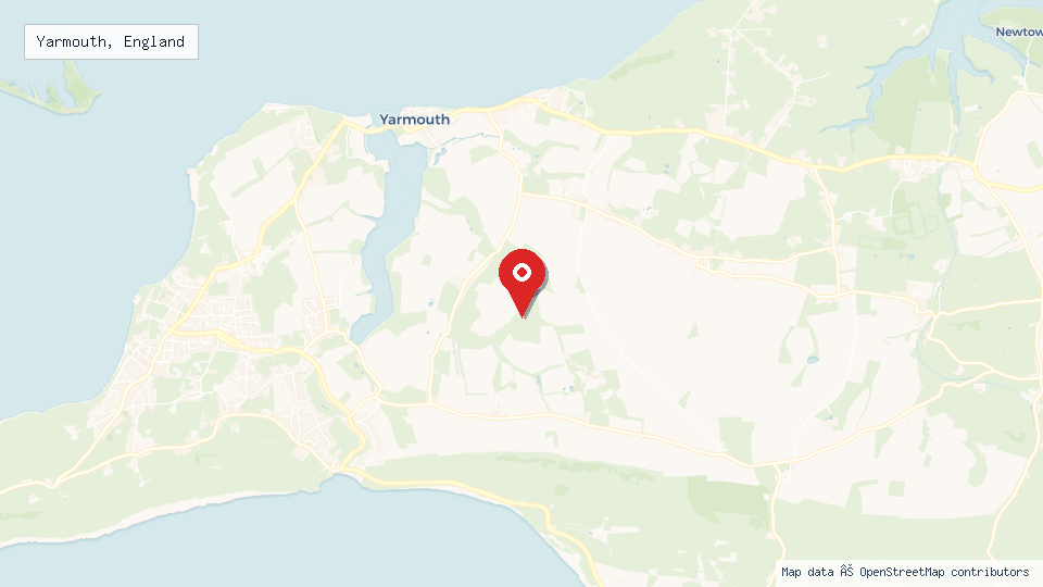Street map of Yarmouth, England with location pin