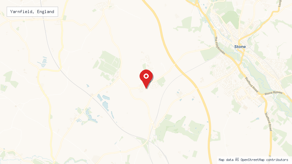 Street map of Yarnfield, England with location pin