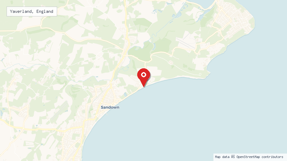 Street map of Yaverland, England with location pin