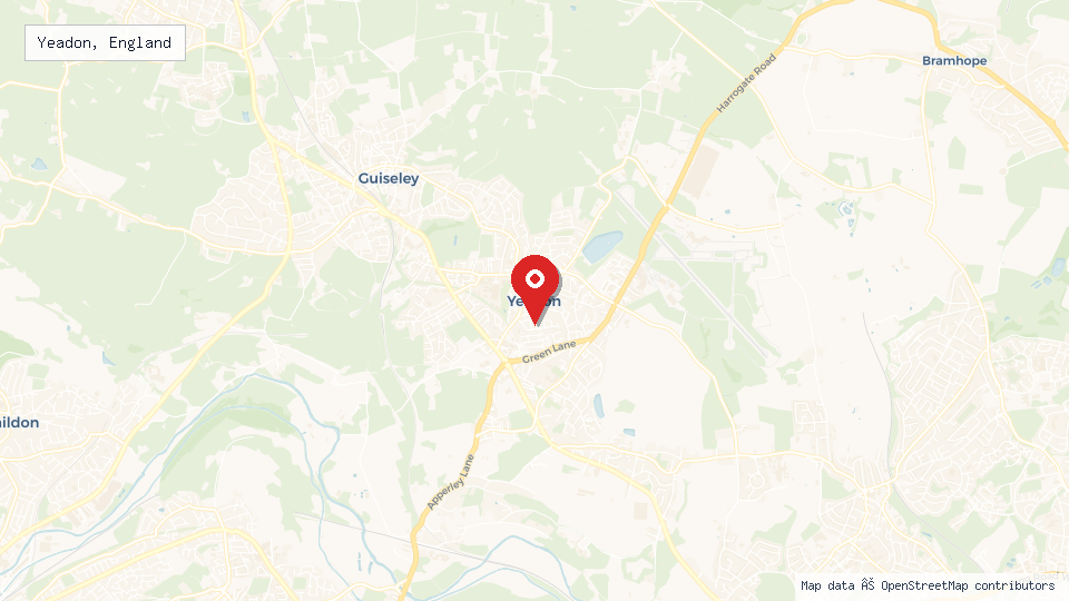 Street map of Yeadon, England with location pin