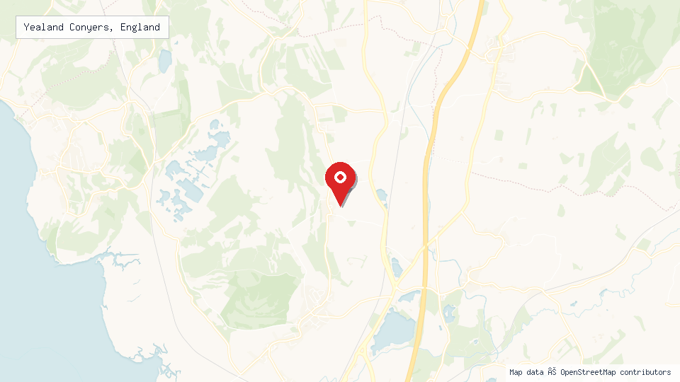 Street map of Yealand Conyers, England with location pin