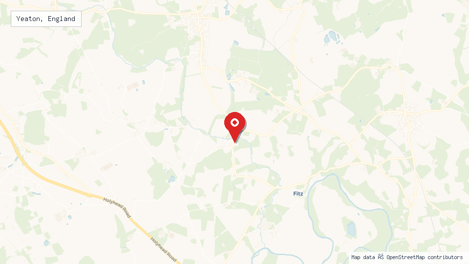 Street map of Yeaton, England with location pin