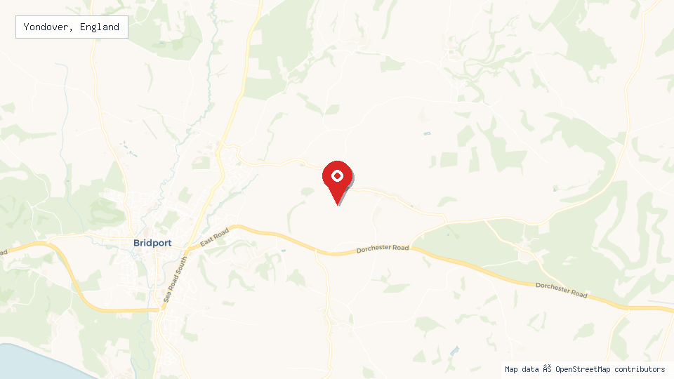 Street map of Yondover, England with location pin