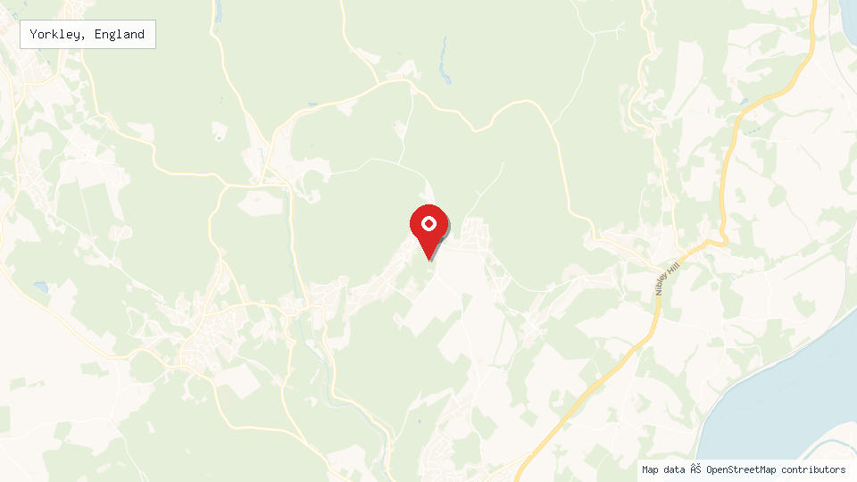 Street map of Yorkley, England with location pin
