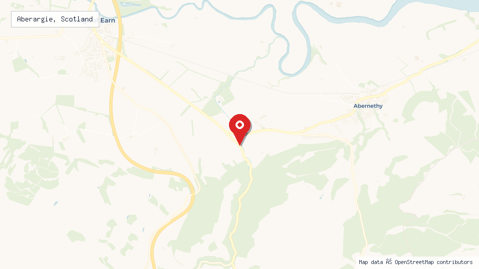 Street map of Aberargie, Scotland with location pin