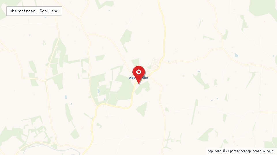 Street map of Aberchirder, Scotland with location pin