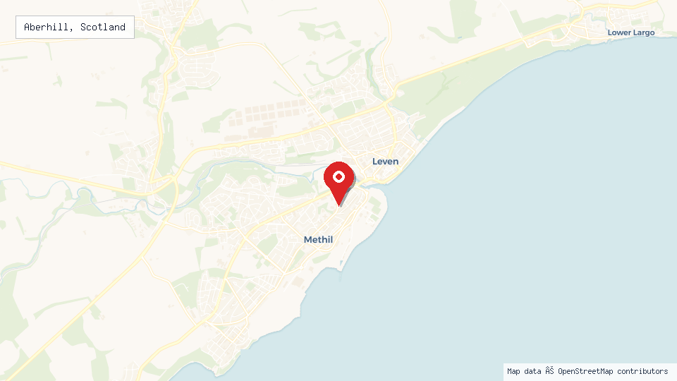 Street map of Aberhill, Scotland with location pin