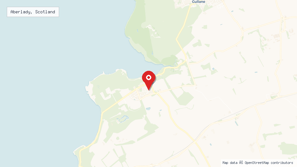 Street map of Aberlady, Scotland with location pin