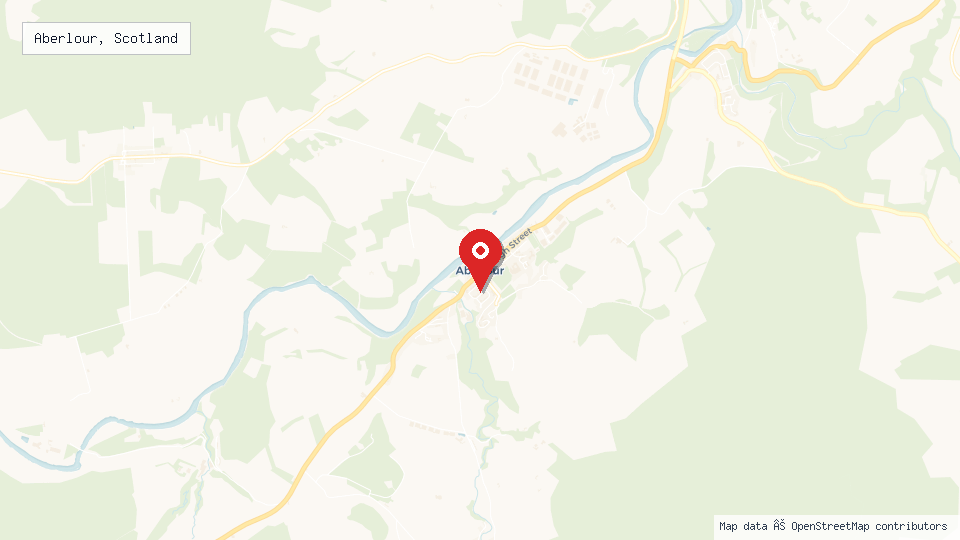 Street map of Aberlour, Scotland with location pin