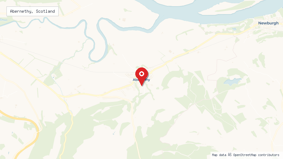 Street map of Abernethy, Scotland with location pin