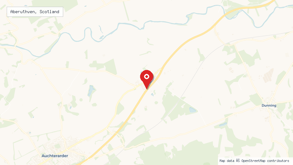 Street map of Aberuthven, Scotland with location pin