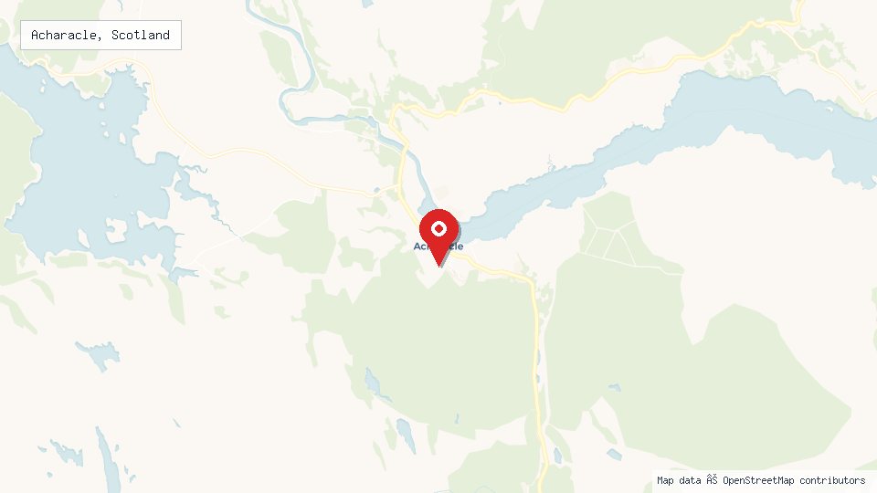 Street map of Acharacle, Scotland with location pin