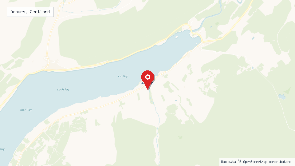 Street map of Acharn, Scotland with location pin