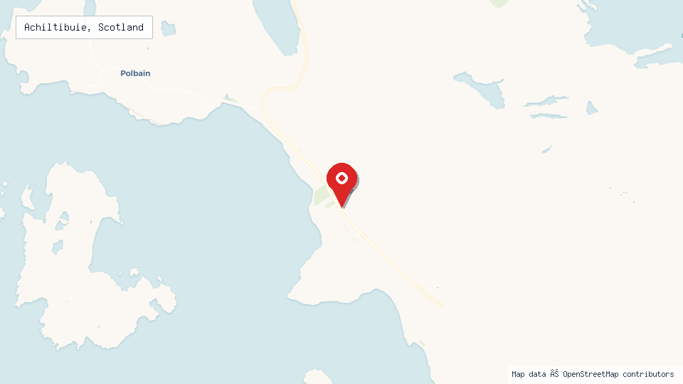 Street map of Achiltibuie, Scotland with location pin
