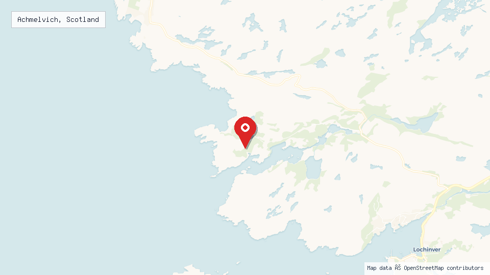 Street map of Achmelvich, Scotland with location pin