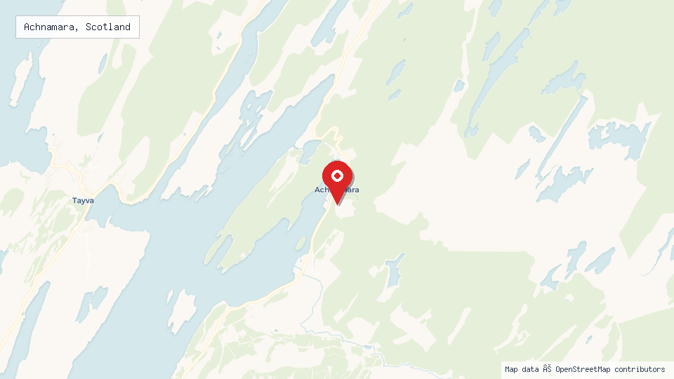 Street map of Achnamara, Scotland with location pin