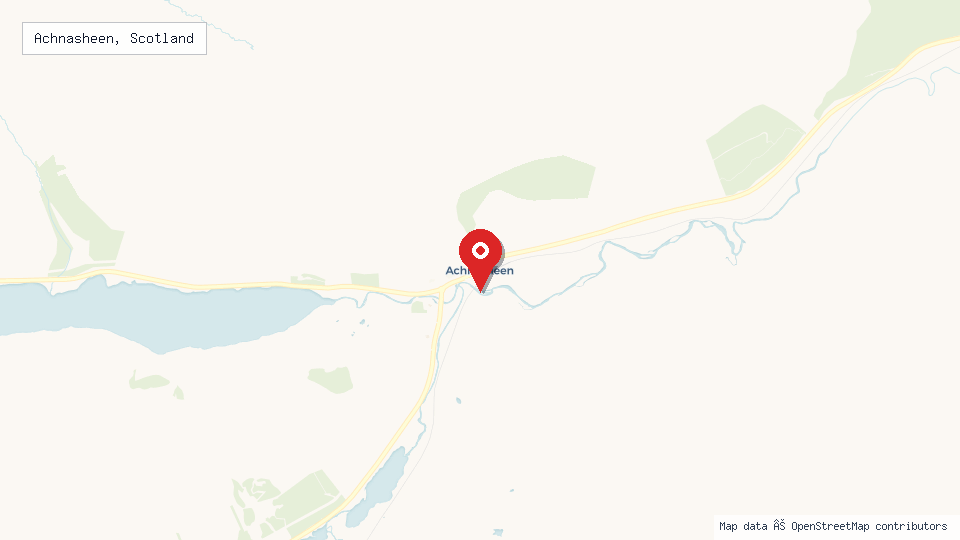 Street map of Achnasheen, Scotland with location pin