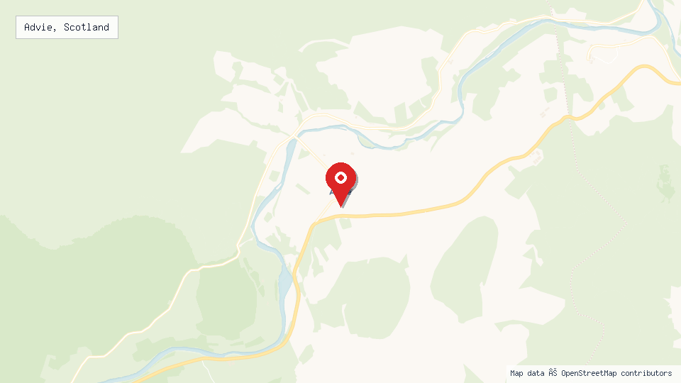 Street map of Advie, Scotland with location pin