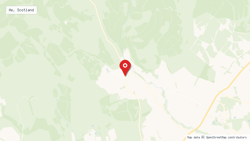 Street map of Ae, Scotland with location pin
