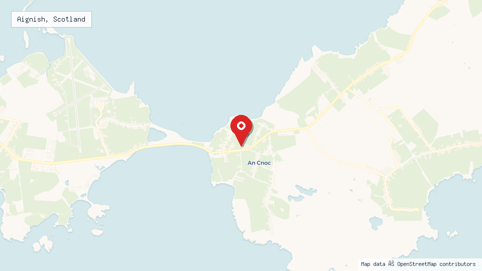 Street map of Aignish, Scotland with location pin