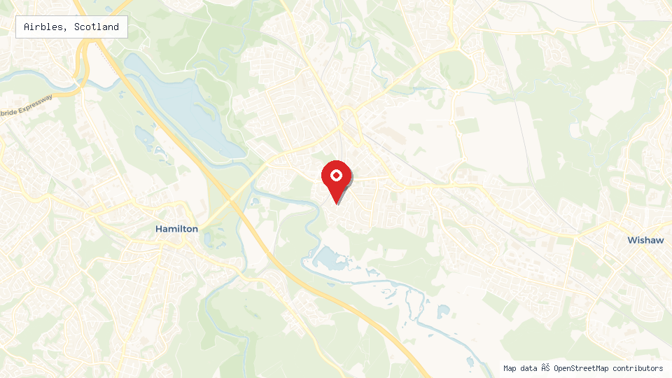 Street map of Airbles, Scotland with location pin