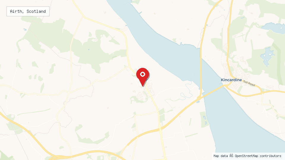Street map of Airth, Scotland with location pin