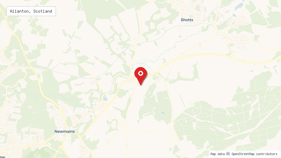 Street map of Allanton, Scotland with location pin