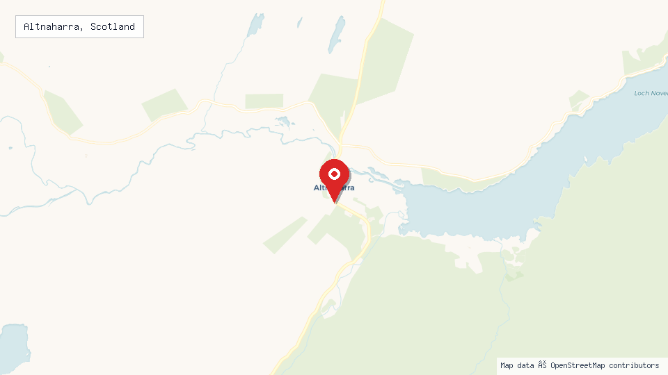 Street map of Altnaharra, Scotland with location pin